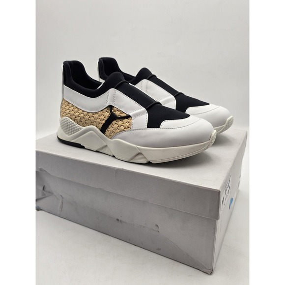 Clergerie SALVY Shoes Mens Size 9.5 White Black Slip On Leather Sneaker New